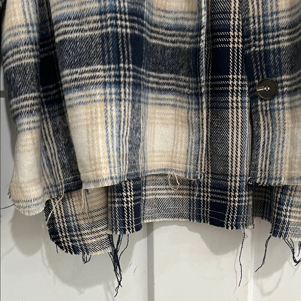 Plaid Frayed Hem Flannel Shacket - Picture 3 of 5